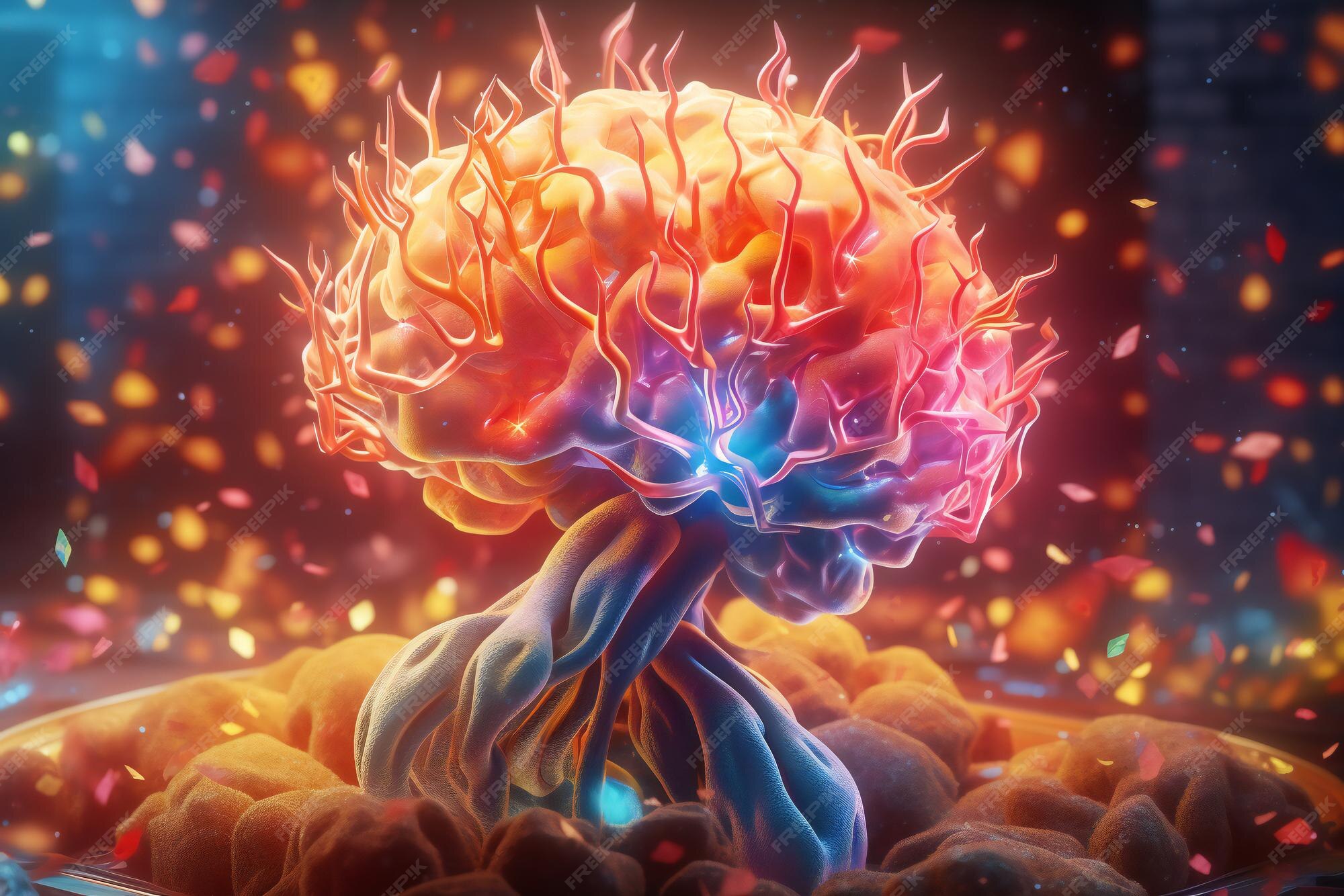 Premium AI Image A colorful illustration of a brain with the word