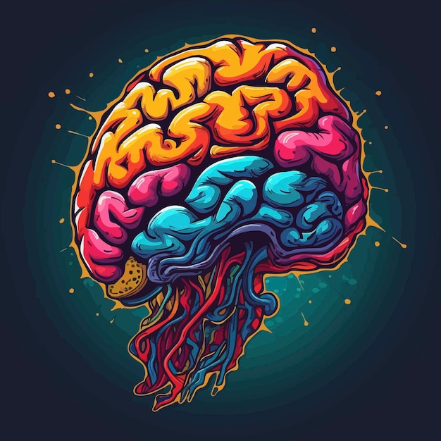 Красочная иллюстрация мозга со словом мозг на нем