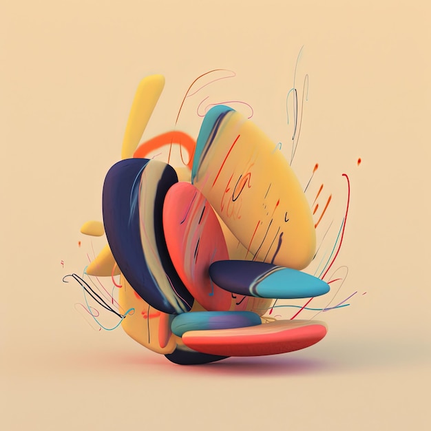 A colorful illustration of a bunch of abstract shapes and stones