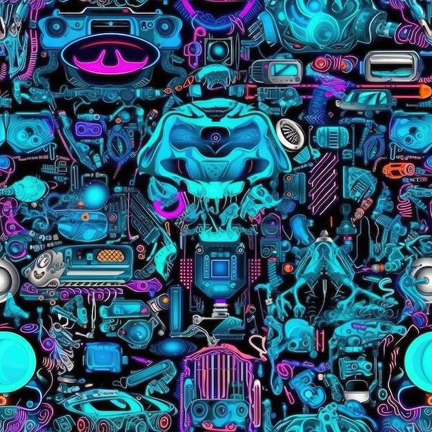 A colorful illustration of a bunch of objects with the words radio on it