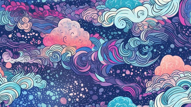 A colorful illustration of clouds and the words'cloud'on it