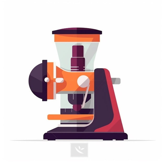 A colorful illustration of a coffee grinder with the letter k on it