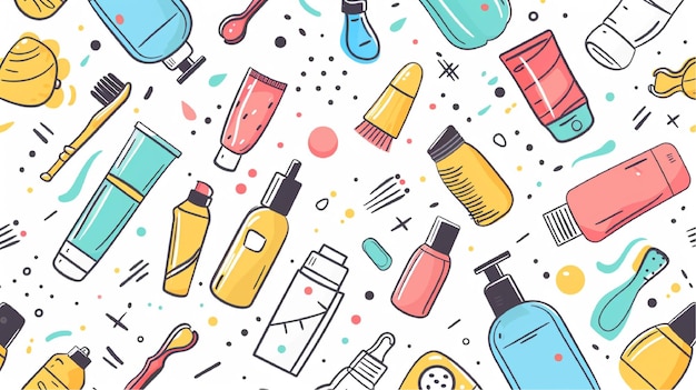 a colorful illustration of a collection of colorful nail polish products