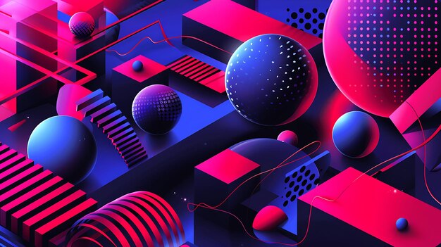 a colorful illustration of a colorful abstract design with circles and lines