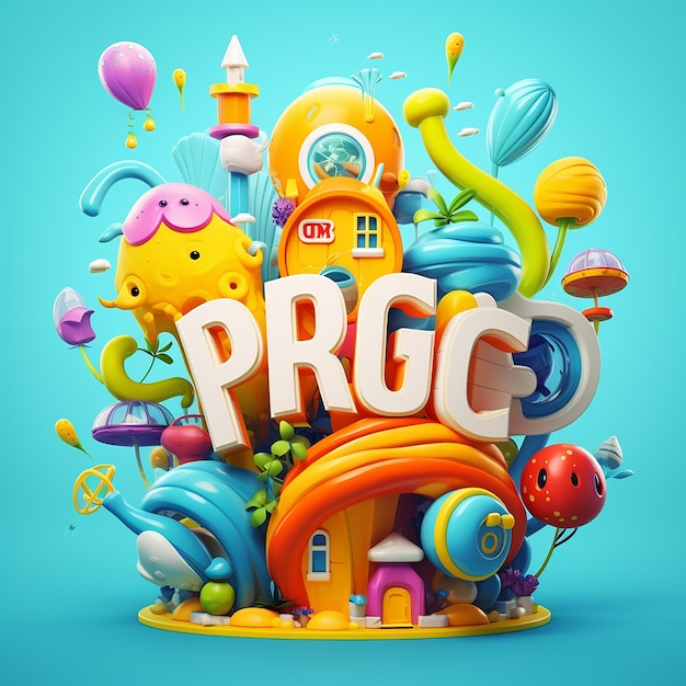 a colorful illustration of a colorful house with the word p p