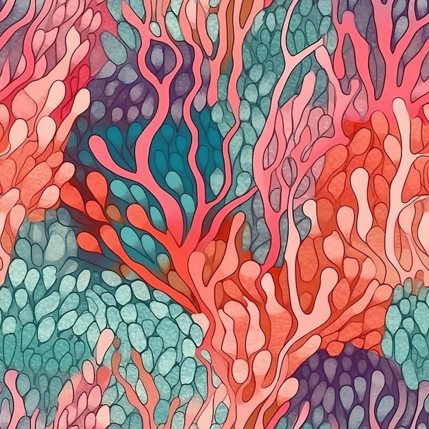 Красочная иллюстрация кораллового рифа.