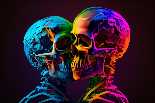 A colorful illustration of a couple kissing.