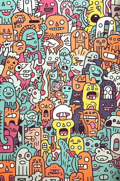 A colorful illustration of a crowd of people with different faces and one that says'i love you '