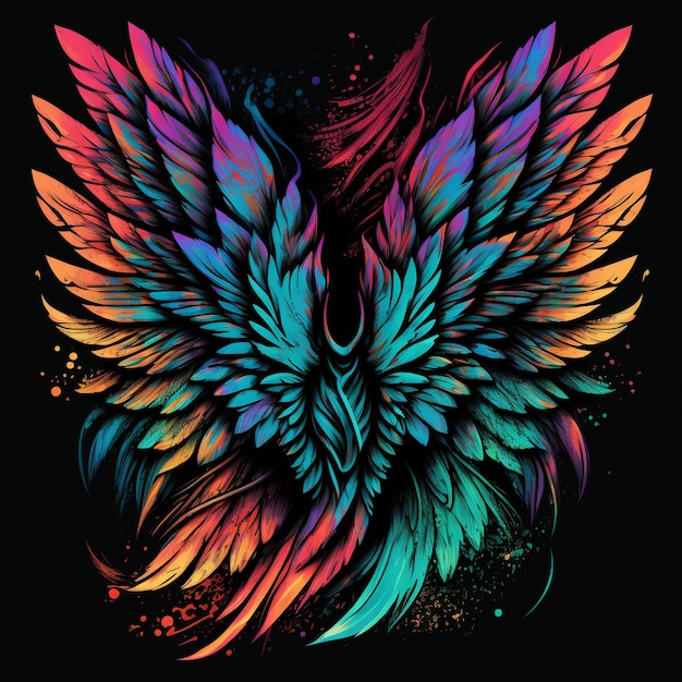 A colorful illustration of an eagle with the word wings on it