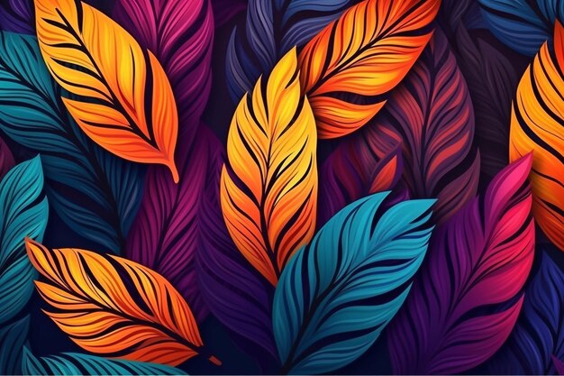 a colorful illustration of feathers