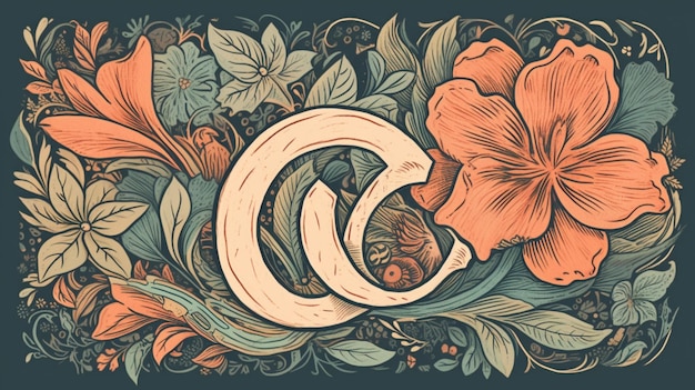 A colorful illustration of a flower and an o with a white letter c on it.