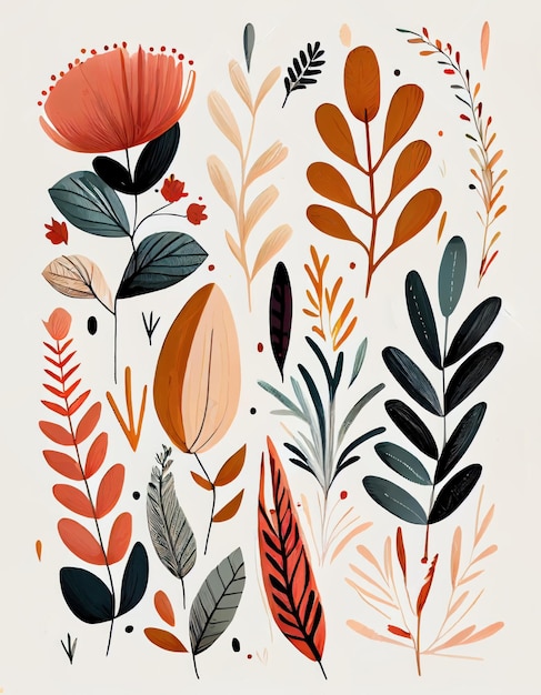 A colorful illustration of flowers and plants.