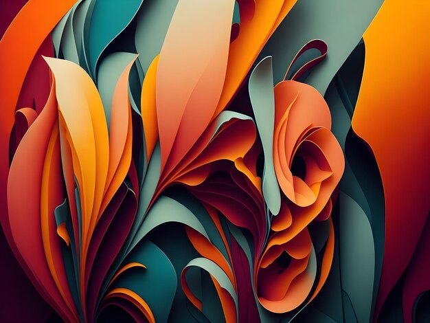 a colorful illustration of flowers with orange and blue colors