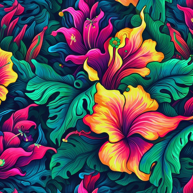 a colorful illustration of flowers with the title " hibiscus ".