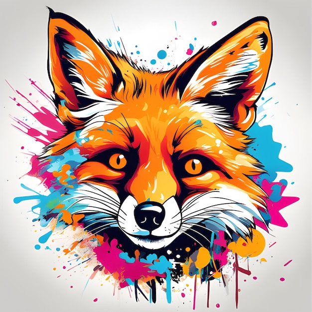 colorful illustration of a fox vector tshirt art ready to print generated by ai