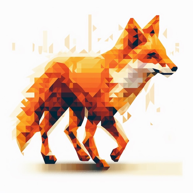 A colorful illustration of a fox with a black nose and a white background.