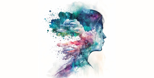 A colorful illustration of a girl's head with the words " the word " on it "