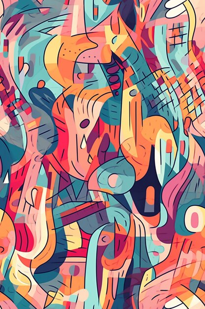 A colorful illustration of a guitar player.