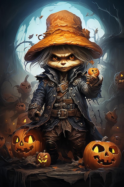 Colorful illustration of Halloween Pirate Life pirates ship skulls sword inspiring cute