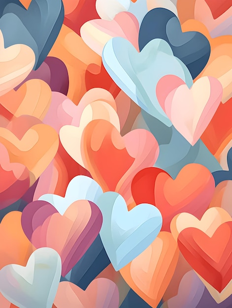 Photo a colorful illustration of hearts with a colorful background.