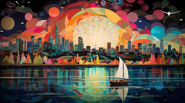 Foto illustrazione colorata del porto di houston