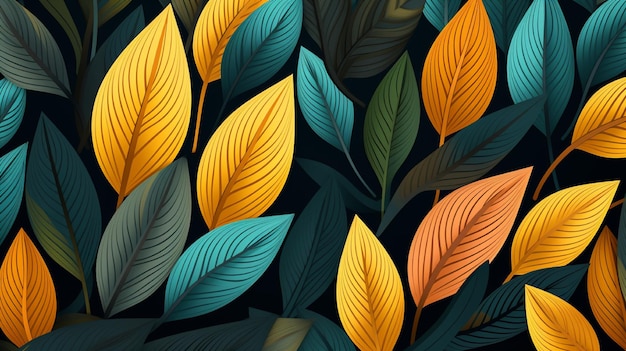 a colorful illustration of leaves with a background of leaves