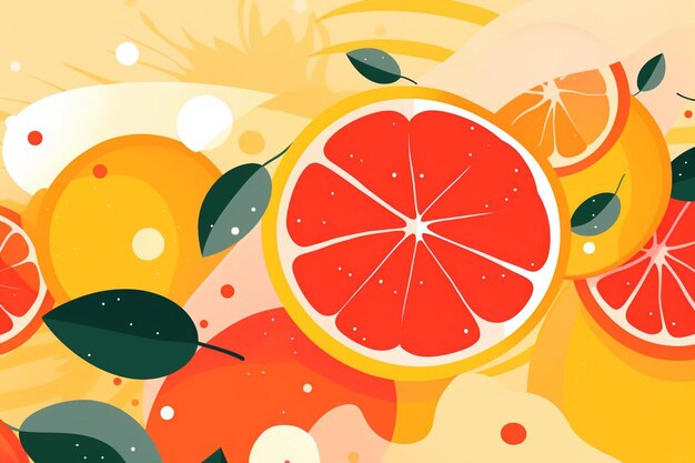 Foto un'illustrazione colorata di un limone e delle arance