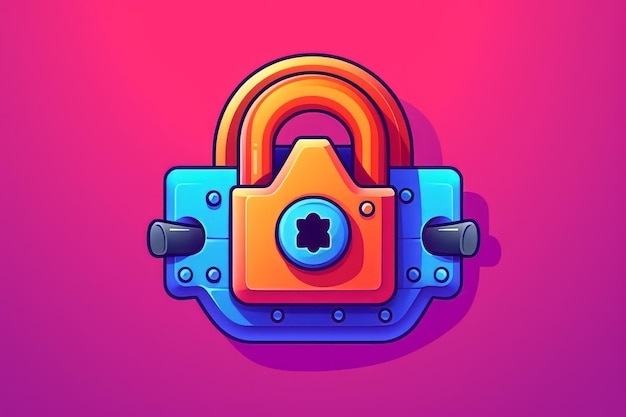 A colorful illustration of a lock with the word lock on it.