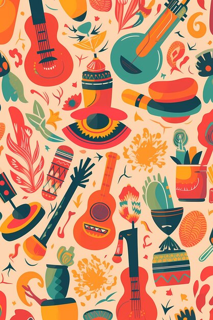 A colorful illustration of a mexican style background Generative AI