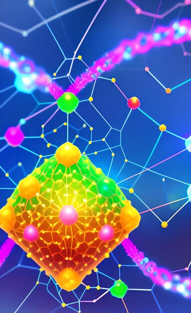 A colorful illustration of a molecule with the word dna on it