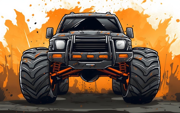 Photo colorful illustration monster truck sports background