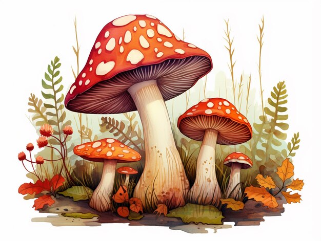 A colorful illustration of a mushroom and a mushroom