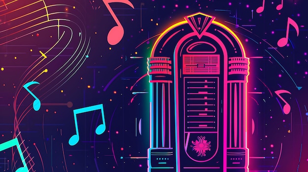 a colorful illustration of music notes and a colorful background with a colorful background