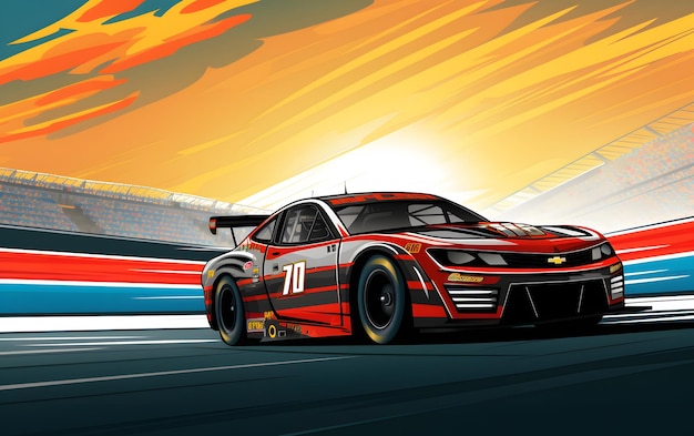 Colorful Illustration nascar race car sports background