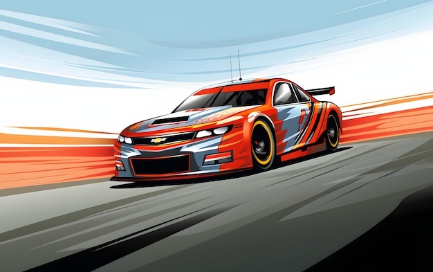 Красочная иллюстрация гоночный автомобиль nascar спортивный фон
