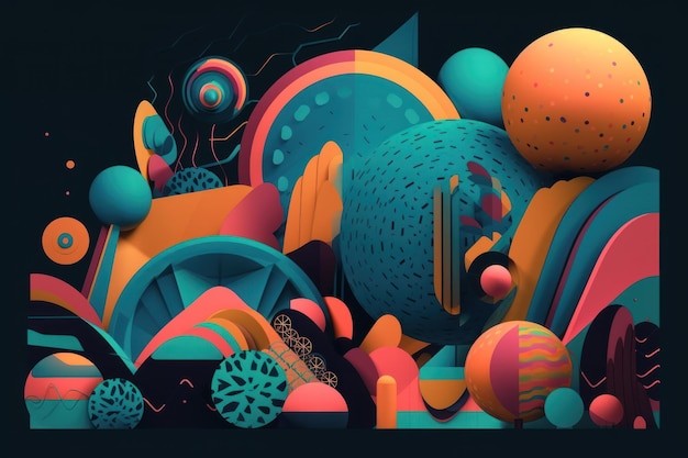 A colorful illustration of a planet with a bunch of circles and the words'planet'on it
