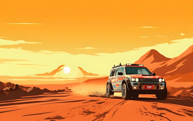 Colorful Illustration rallye dakar sports background