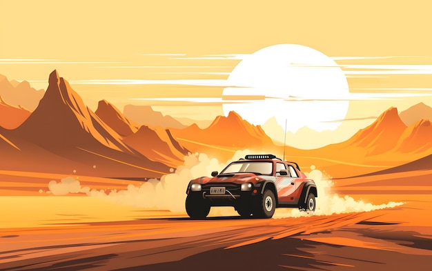 Colorful Illustration rallye dakar sports background