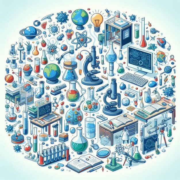 Photo a colorful illustration of a room with a blue background with a cartoon image of a world map
