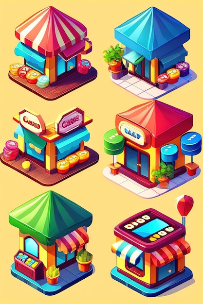 a colorful illustration of a store called the game.