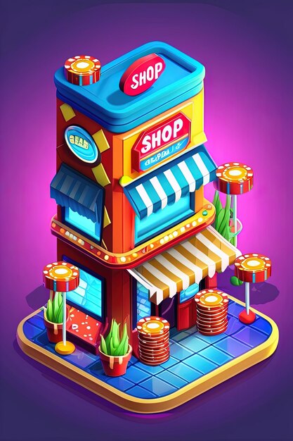 a colorful illustration of a store called shop.