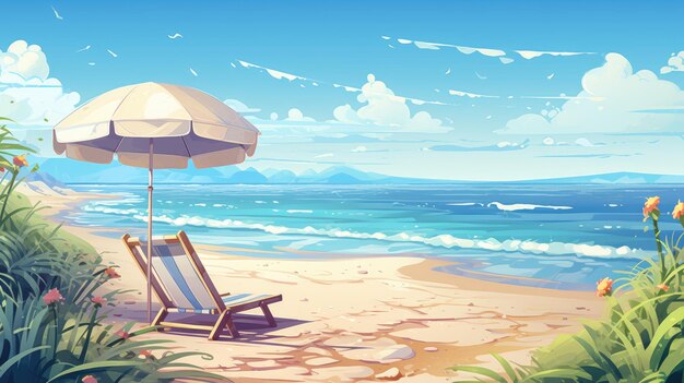 Colorful Illustration of Summer Beach Background