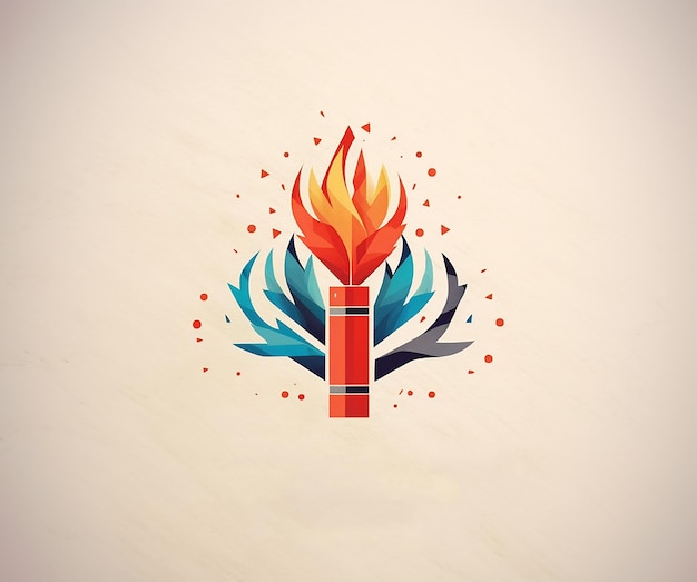 A colorful illustration of a torch with a flame on it.