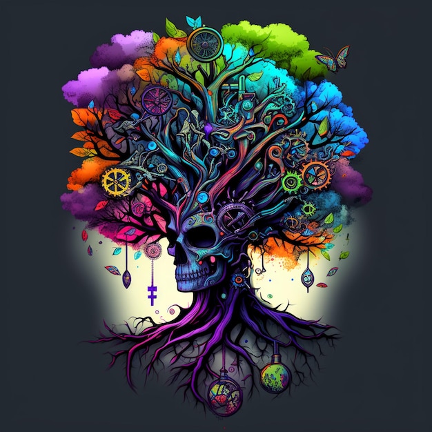 A colorful illustration of a tree with the word tree on it