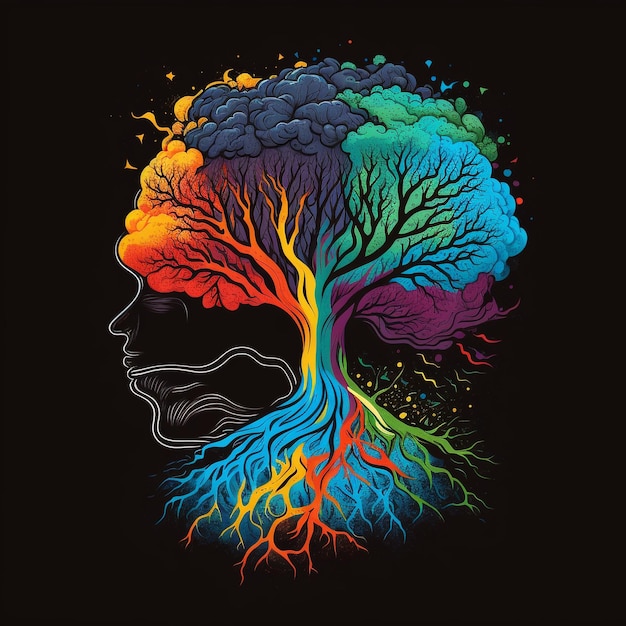 A colorful illustration of a tree with the word tree on it.