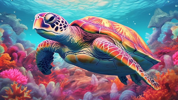 Colorful illustration of a turtle