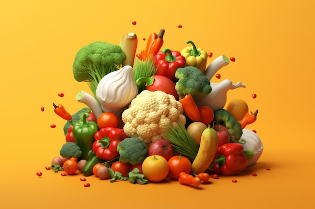 a colorful illustration of vegetables and fruits and vegetables