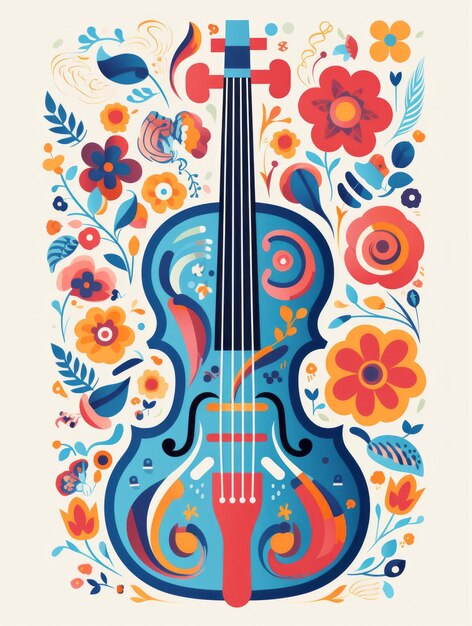 Colorful Illustration of a Violin