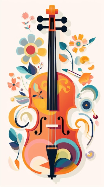 Colorful Illustration of a Violin