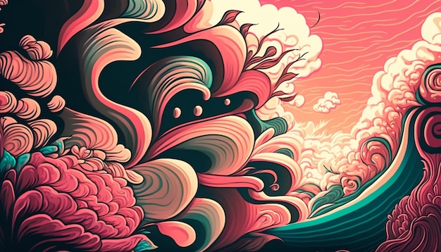 A colorful illustration of a wave with the words " the word " on it.